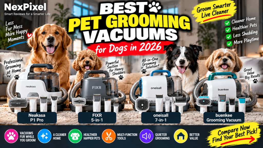 Best pet grooming vacuums for dogs 2026 Neakasa vs oneisall vs FIXR vs buenkee