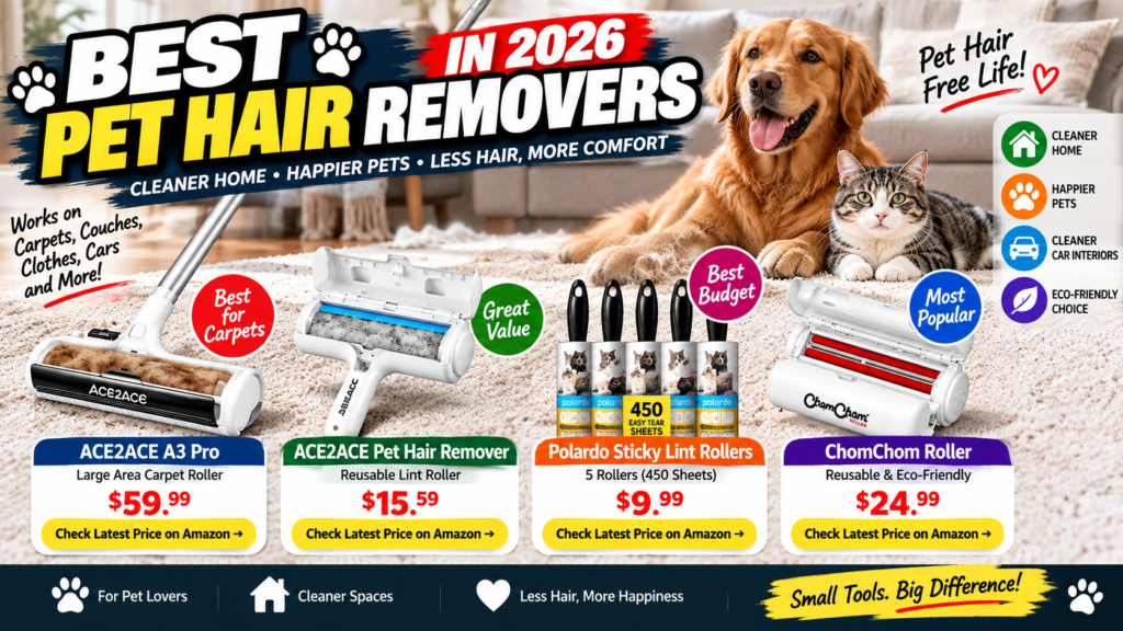 Best pet hair removers 2026 comparison featuring ChomChom, ACE2ACE and Polardo