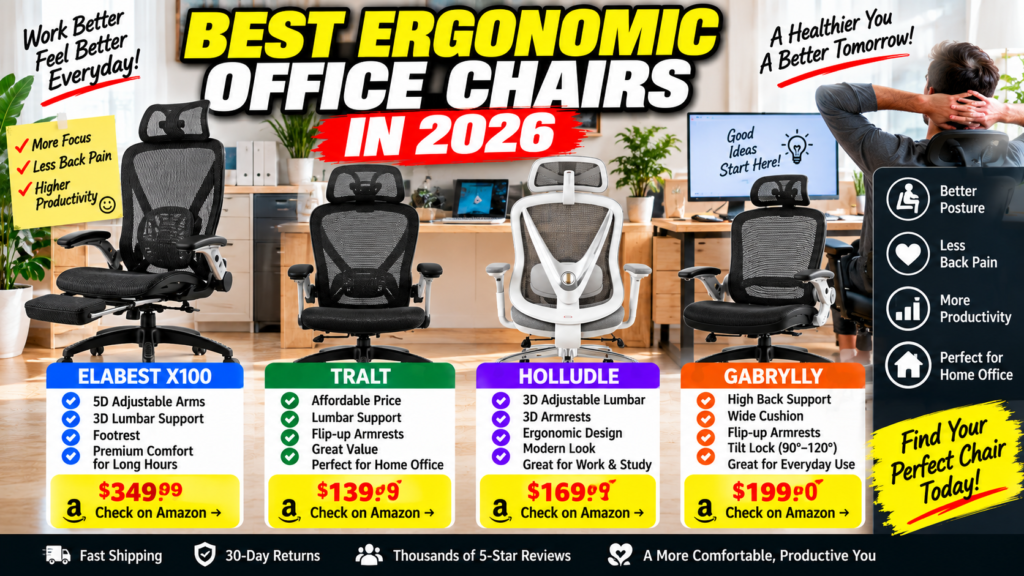 Best ergonomic office chairs 2026 comparison for home office and long work hours